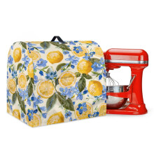 Machine Washable Dust Cover for 6-8 Qt Stand Mixer, Waterproof, Adjustable Drawstring, Lemon Blue Flower – Compatible with KitchenAid