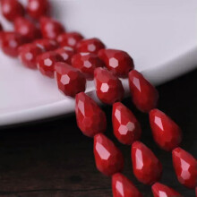Lot de 20 perles de cristal facettées en forme de larme (15 x 10 mm), rouge foncé opaque, en vente en gros - réf. 169#
