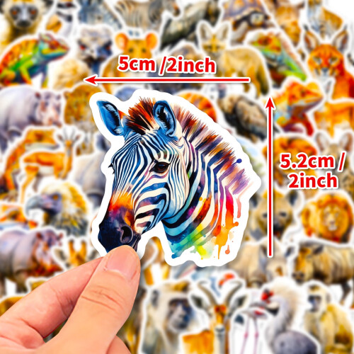 African Animal Stickers Realistic Waterproof 50 Pack 2