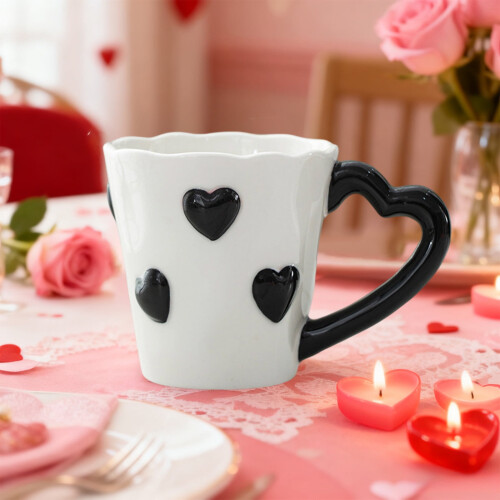 White Ceramic Couple Mugs – Valentine's Day Gift,