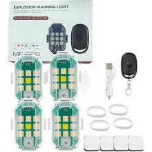 Wireless LED Strobe Light, 7-Color RGB Emergency Warning Light with Remote, IP65 Waterproof & Rechargeable, Compatible with Car, Drone, Motorcycle,