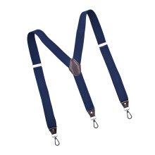 Fashion Men's Suspenders 3 Hooks Adjustable Solid Color Strap Unisex Heavy Duty Blue
