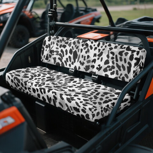 UTV Seat Covers Gray Leopard Print Polyester 2-Piece 2