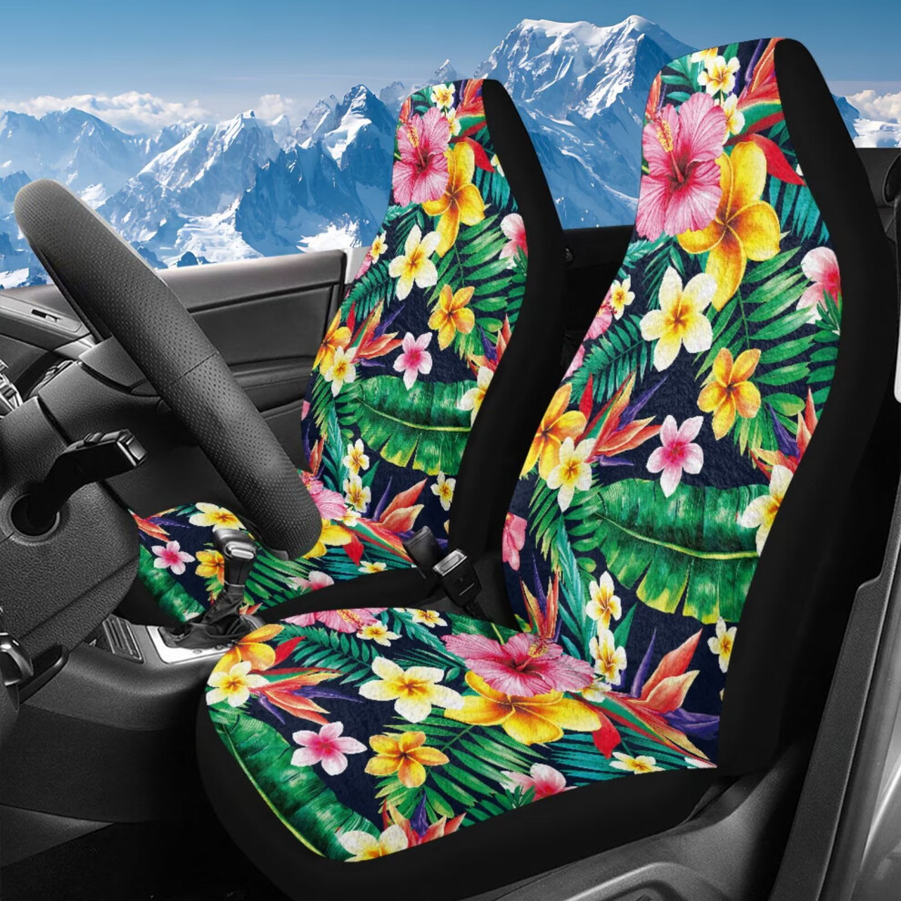 High-Back Car Seat Covers For Front Seats Â Tropical Flower Design, Compatible With Cars, Trucks, Vans & Suvs Coral 9422877531196