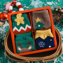 4 Pairs Womens Christmas Socks with Gift Box Winter Soft Warm Fuzzy Socks Cozy Fluffy Slipper Socks for Women Mens Gifts