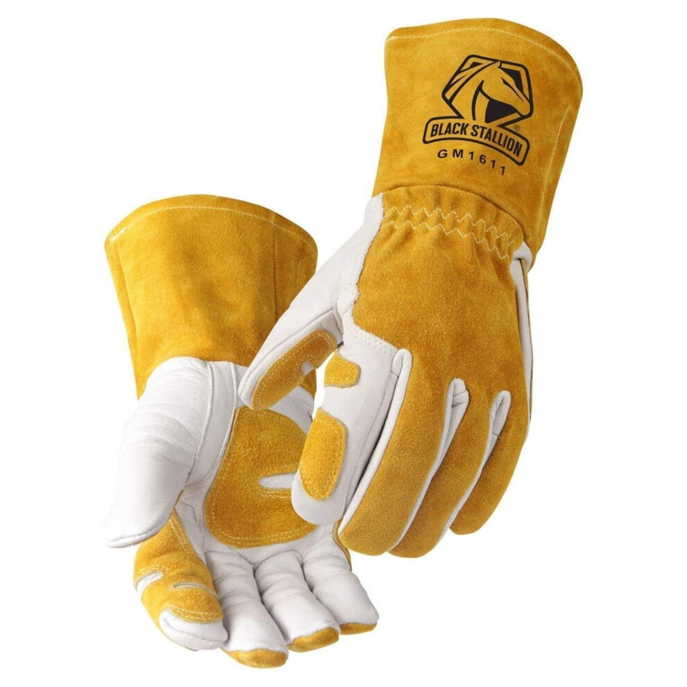 Revco Gm1611 Top Grain Leather Mig Welding Gloves, Reinforced Palm/Thumb/Index, Seamless Forefinger, 5" Cuff Â Medium 9399596252421