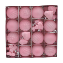 32pcs Shatterproof Pink Matte Christmas Ornaments, 2.36" Ball Pendants with Loop, 5 Styles – Compatible with All Tree Sizes