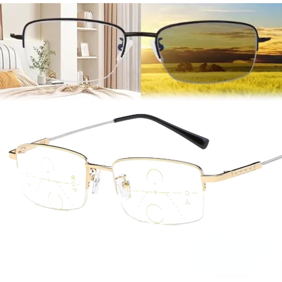 Intellireaders, Titanium Progressive Far and near Dual-Use Reading Glasses, Intelligent Reading Glasses