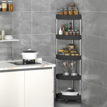 5-Tier Rolling Corner Shower Caddy with Drainage Holes, Plastic & Stainless Steel, Compatible with Most Bathrooms