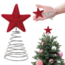 Glitter Patriotic Star Tree Topper – Red, White & Blue Mini Stars for 4th of July, Memorial Day, Christmas, Compatible with Standard Tree Stems