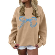 Women Oversized Sweatshirt Bow Crewneck Long Sleeve Pullover Top Aesthetic Fall Sweatshirt Outfits