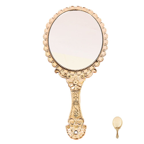 Retro Handheld Mirror for Women with Long Handle