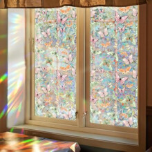 Colorful Floral Bouquet Window Sticker – Rainbow Flowers Glass Clings, Stained Glass Film, Cut-to-Size, for Home & Office Decor