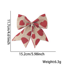 12 PCS Valentine's Day Wreath Bows, Heart Shaped Ribbon Bows, Red Burlap Decorative Bows for Indoor & Outdoor Decor, Tree Topper & Gift Decoration