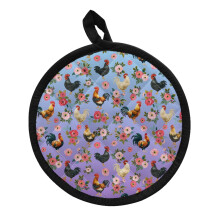 Floral Rooster Pot Holder & Trivet – Microwave/BBQ Hotpad, Easy-Clean Kitchen Organizer for Cooking, Baking, Grilling