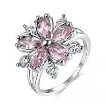 925 Silver Filled Fashion Flower Women Cubic Zircon Ring Wedding Jewelry Sz 6-10-#2-9