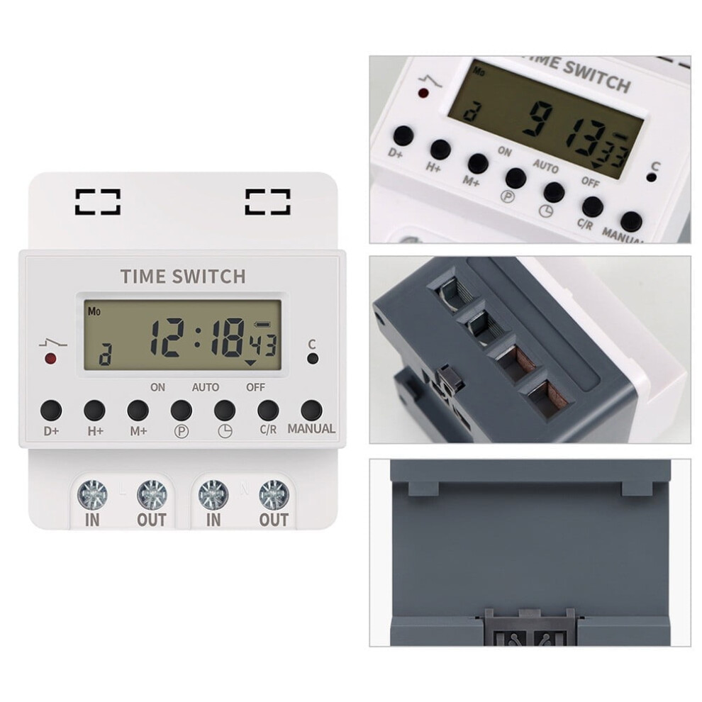 220V Digital Timer Switch Electronic Hour Weekly Programmable Time Controller