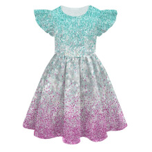Girls' Summer Dress – Colorful Milk Silk with Ruffle Sleeves, Size 14–16 (F, 160)
