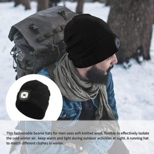 Καπέλο Mortic LED Beanie με φως – Επαναφορτιζόμενο καπέλο κεφαλής, ζεστό πλεκτό 2