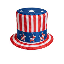 American Flag Top Hat for 4th of July – Red, White & Blue Patriotic Hat with Bowknot, Compatible with Men/Women/Kids, USA 250th Anniversary