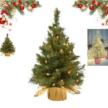 Pre-Lit Tabletop Christmas Tree, Warm White LEDs, PVC/PE Tips, Burlap Base, Battery-Operated Mini Tree
