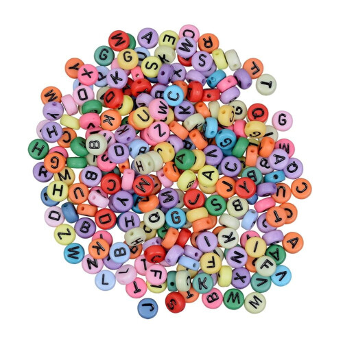Acrylic Letter Beads Round 1200 pcs Engraved Heart Mixed