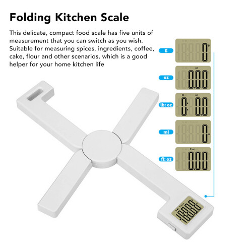 X Type Folding Digital Kitchen Scale Compact Portable LCD 5 Units for Food 2
