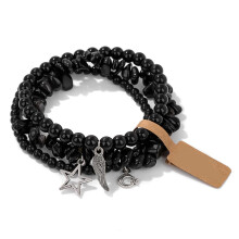 3x Fashionable Star And Moon Pendant Bracelets Set Beaded Wrist Band For Ladies Sturdy Crystal Alloy Wrist Chain
