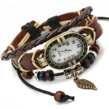 Women Quartz Bracelet Watch Fashion Weave Wrap Around Leather Wrist Watch Classic Bracelet Watch for Summer Beach