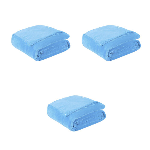 3Pcs Extra Warm Blue Flannel Fleece Blankets for Winter Use 2