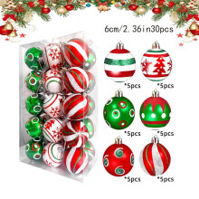 30PC Red & Green Glitter Christmas Ball Ornaments, 6CM Plastic Xmas Tree Decorations, Candy Peppermint Swirl Bulbs – Compatible with All Trees