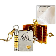 Beautiful Chapter Book Necklace for Granddaughter – Adjustable 925 Sterling Silver Pendant with 6 Engraved Pages, Grandma Gift