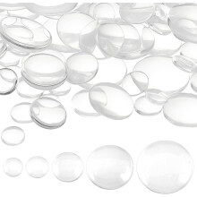 100pcs Clear Glass Cabochons 5 Sizes (10–25mm), Flat Back Dome Tiles for Jewelry Making, Animal Eye, Photo Cameo, Pendant – Compatible with DIY