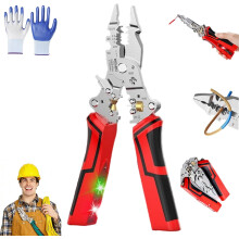 16-in-1 Wire Stripper Twister, Foldable Stainless Steel Pliers for Cutting, Pulling, Twisting Wires, LED Alarm