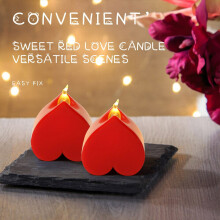 Heart LED Tea Lights Flameless with Timer 12 pcs Red