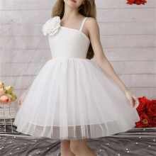 Girls Summer Sleeveless Off Shoulder Mesh Princess Dress with Round Neck Casual and Elegant Style