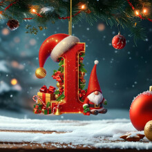 Christmas Initial with Red Hat Christmas Tree Ornaments Personalized DIY Christmas 26 Letters Ornaments Christmas Decoration Xmas Tree Hanging Decor