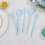 Σετ 150 τεμαχίων πλαστικά μαχαιροπίρουνα Baby Blue – 50 πιρούνια, 50 μαχαίρια, 50 4