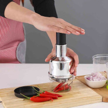 Stainless Steel Food Mincer, One-Pull Garlic Chopper, Herb Crusher, Kitchen Prep, Dishwasher Safe Accessory