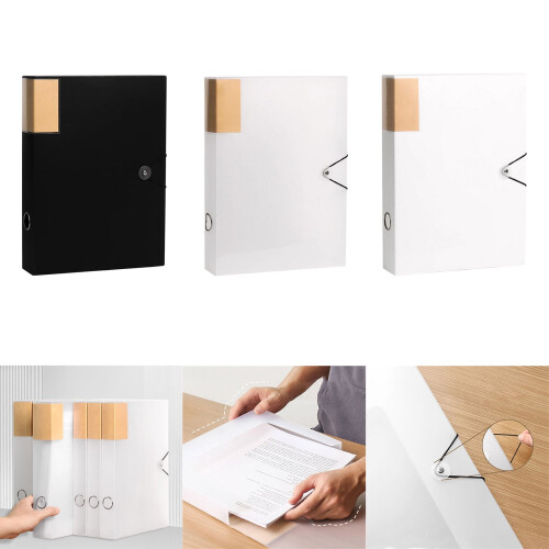 File Folder Organiser Storage File Box Archives Case Document Storage Box Elastic String Lock for School Office 1