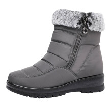 Women Ankle Boots Waterproof: Snow Winter Fur Lined Boot Woman Non Slip Cold Weather Snowboots Ladies Walking Soft Booties Warm Gray 36