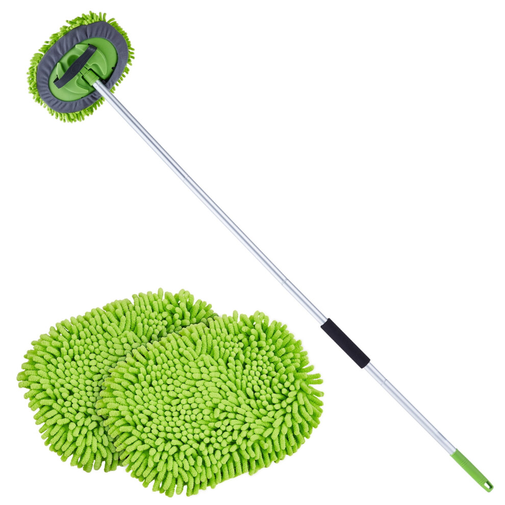 Telescopic Wash Brush 62", Chenille Mop Mitt, 180 Swivel Detailing Brush + Extra Mop, Compatible With Cars 9065194430478