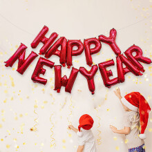 Ballons en aluminium « Bonne Année » de 40 cm (16 pouces) – Mylar résistant et étanche, impression dorée éclatante, rouge, compatibles avec