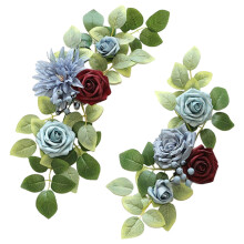 2 fleurs artificielles roses et tournesols suspendues pour arche, décor de mariage, allée, fête (Vert 6, 15,7 x 3 pouces) – Compatible avec les