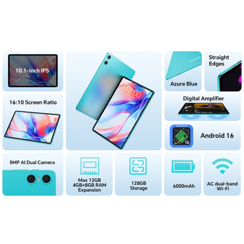 TECLAST P30 New Tablet, Android 16, 10.1-inch IPS Display, T7200 Processor, 4GB RAM + 128GB Storage 1