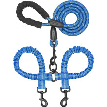 Dual Dog Leash - 360 Swivel, No Tangle Walking Leash with Shock Absorbing Bungee for Two Dogs
