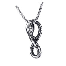 Gothic Style Ouroboros Snake Pendant Necklace Trendy Snake Pendant Necklace in Stainless Steel for Everyday Wear