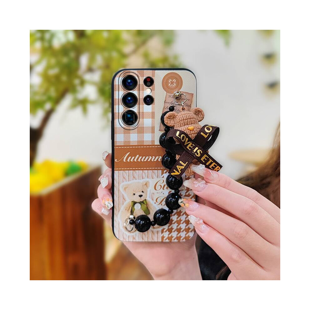 Phone Case Compatible With Samsung Galaxy S25 Ultra Â Dirt-Resistant, Skin-Friendly, Waterproof Silicone Cartoon Cover With Black Pearl Pendant White,Black 9065194430676