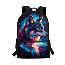17 inch Boys Girls Backpack Lightweight Kids Galaxy Wolf School Bag Sports Casual Daypack with Adjustable Padded Straps for Elementary Kindergarten