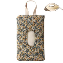 Portable Mommy Bag for Stroller, Refillable Floral Baby Wipe Holder Quilted Wipe Pouch with Lanyard for Casual Travel (Beige)